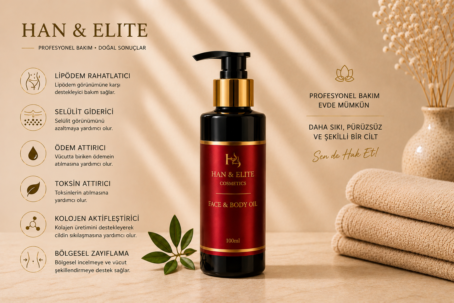 Han & Elite Cellulite Cupping Face Oil packaging detail